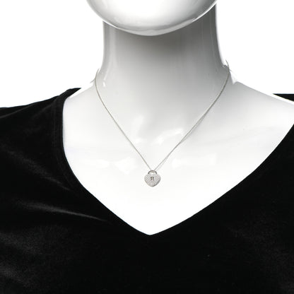 Tiffany Platinum Diamond Small Heart Lock Pendant Necklace 2 of 6