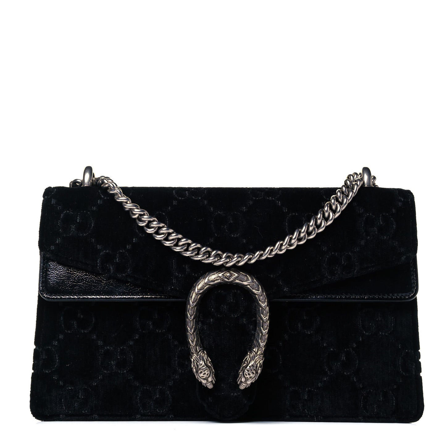 Velvet GG Monogram Small Dionysus Shoulder Bag Black