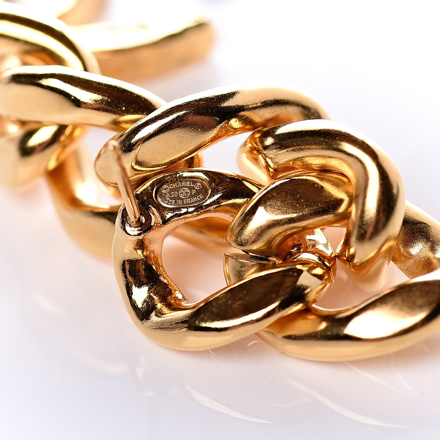 Metal CC Pick Drop Earrings Gold