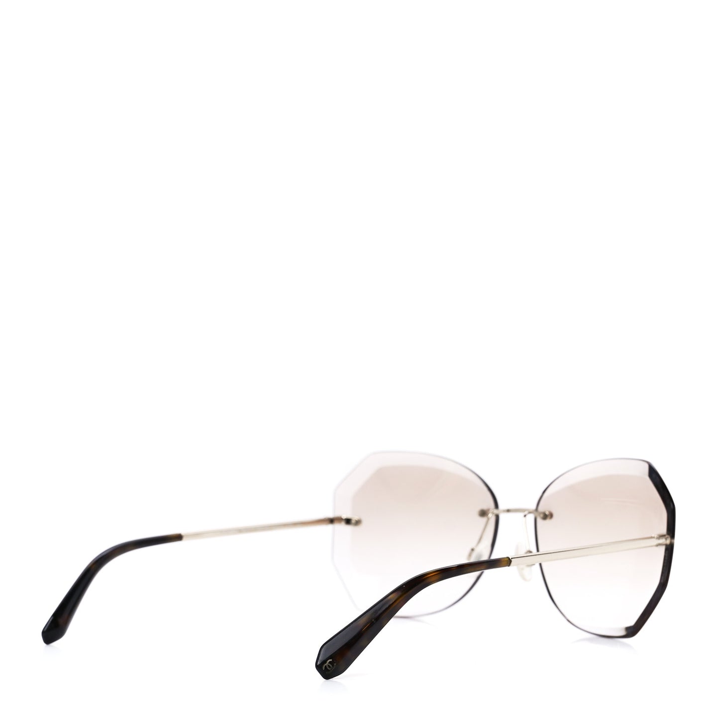 Metal Spring Round Sunglasses 4220 Gold Brown