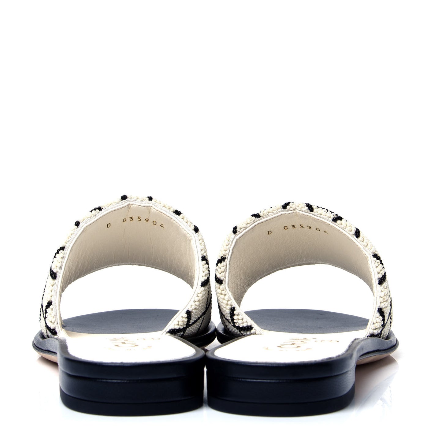 Pearl Embroidery CC Mules 36 Black White