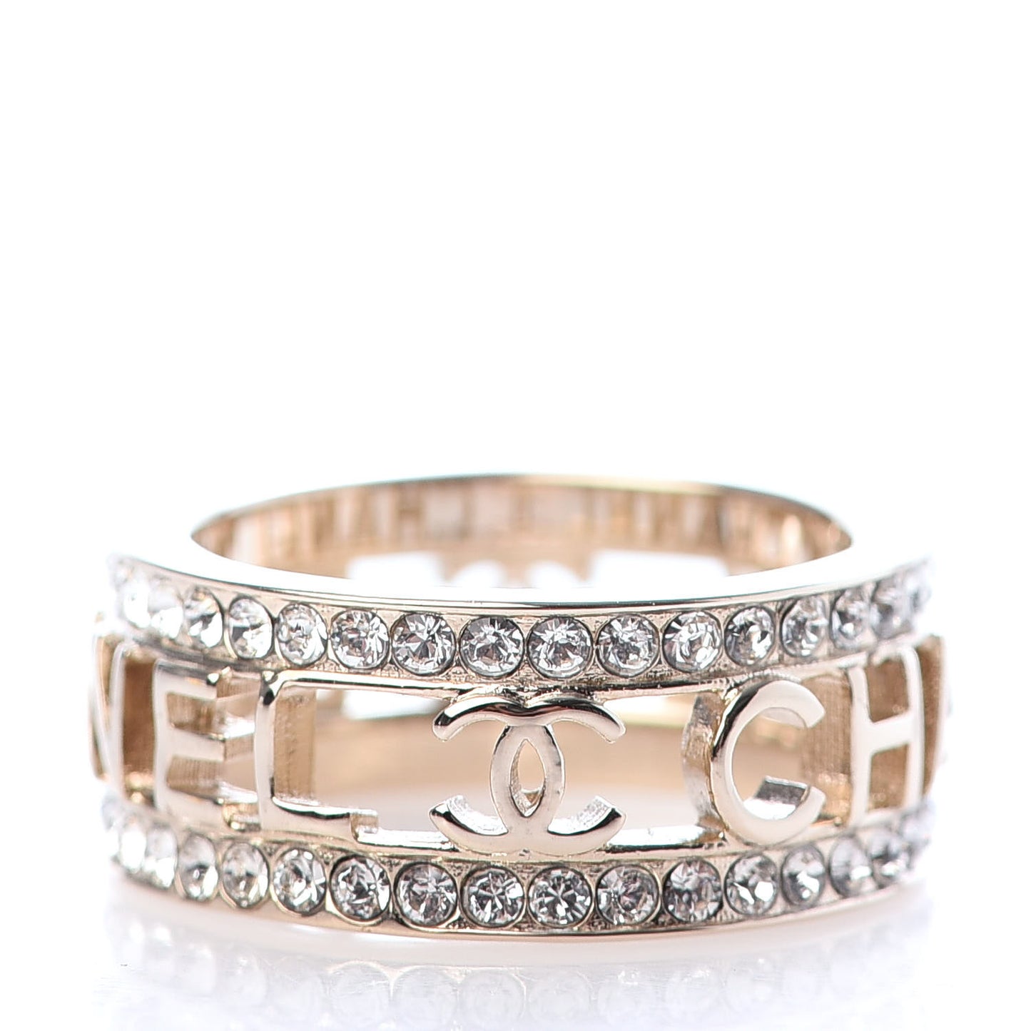 Metal Crystal Bow-tiful CC Logo Ring 6 Gold