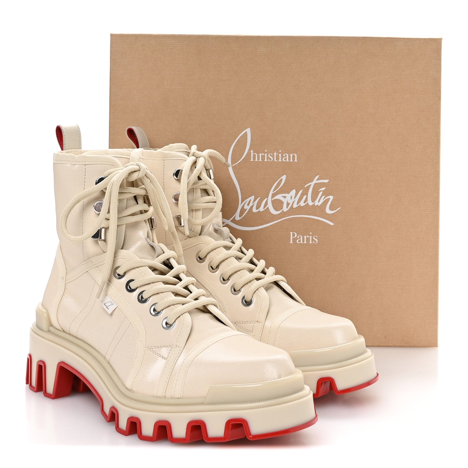 Christian Louboutin Toile Enduite Calfskin Mens Panaroot Dune Flat