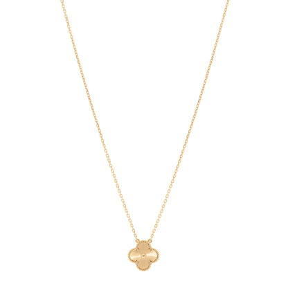 Van Cleef & Arpels 18K Yellow Gold Guilloche Vintage Alhambra Pendant Necklace 1 of 5