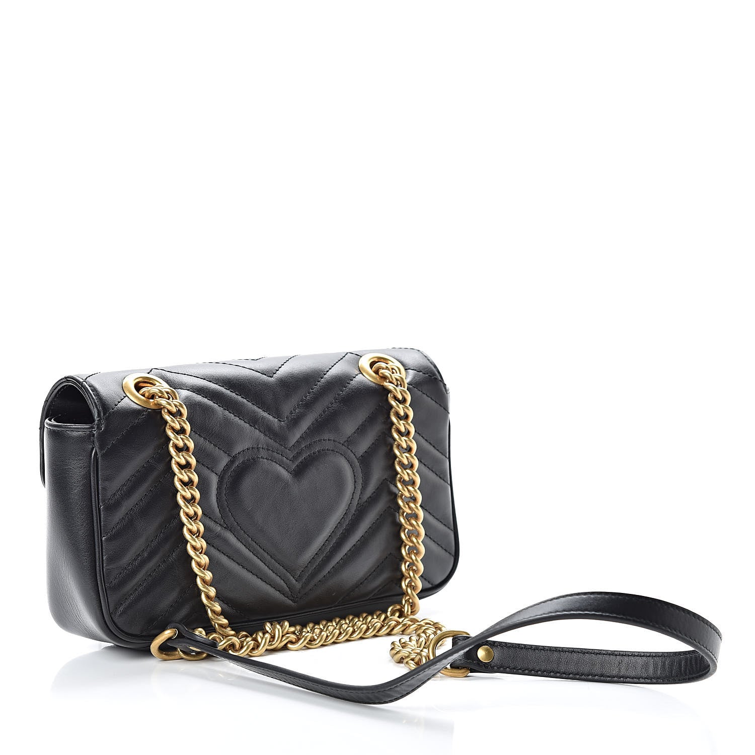 Gucci Calfskin Matelasse Mini GG Marmont Shoulder Bag Black 3 of 12