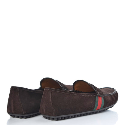 Gucci Suede Web Mens Kanye Driver Loafers 9 Cocoa 4 of 8