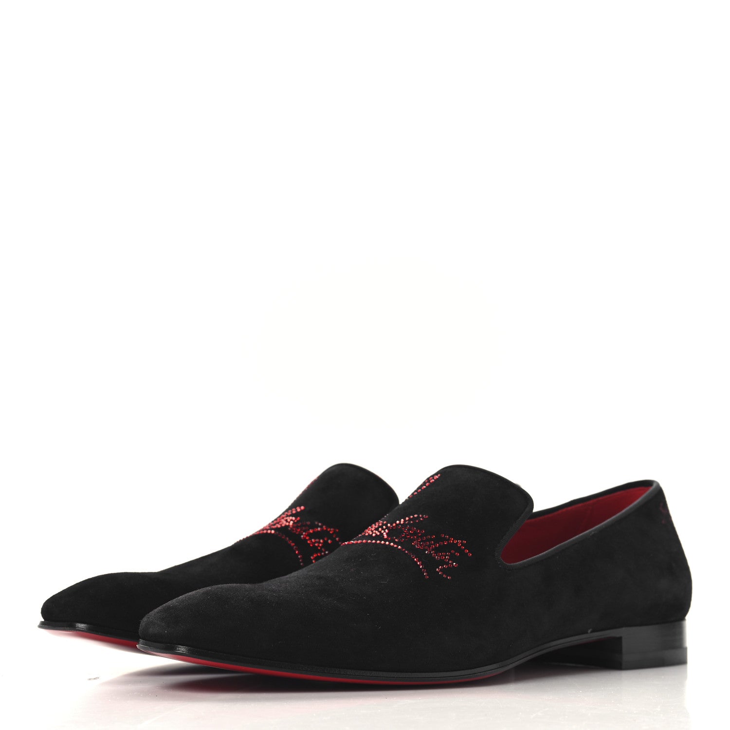 Christian Louboutin Veau Velours Strass Mens Navy Dandelion Flat Loafers 42.5 Black Loubi 4 of 9