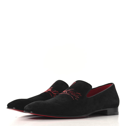 Christian Louboutin Veau Velours Strass Mens Navy Dandelion Flat Loafers 42.5 Black Loubi 4 of 9