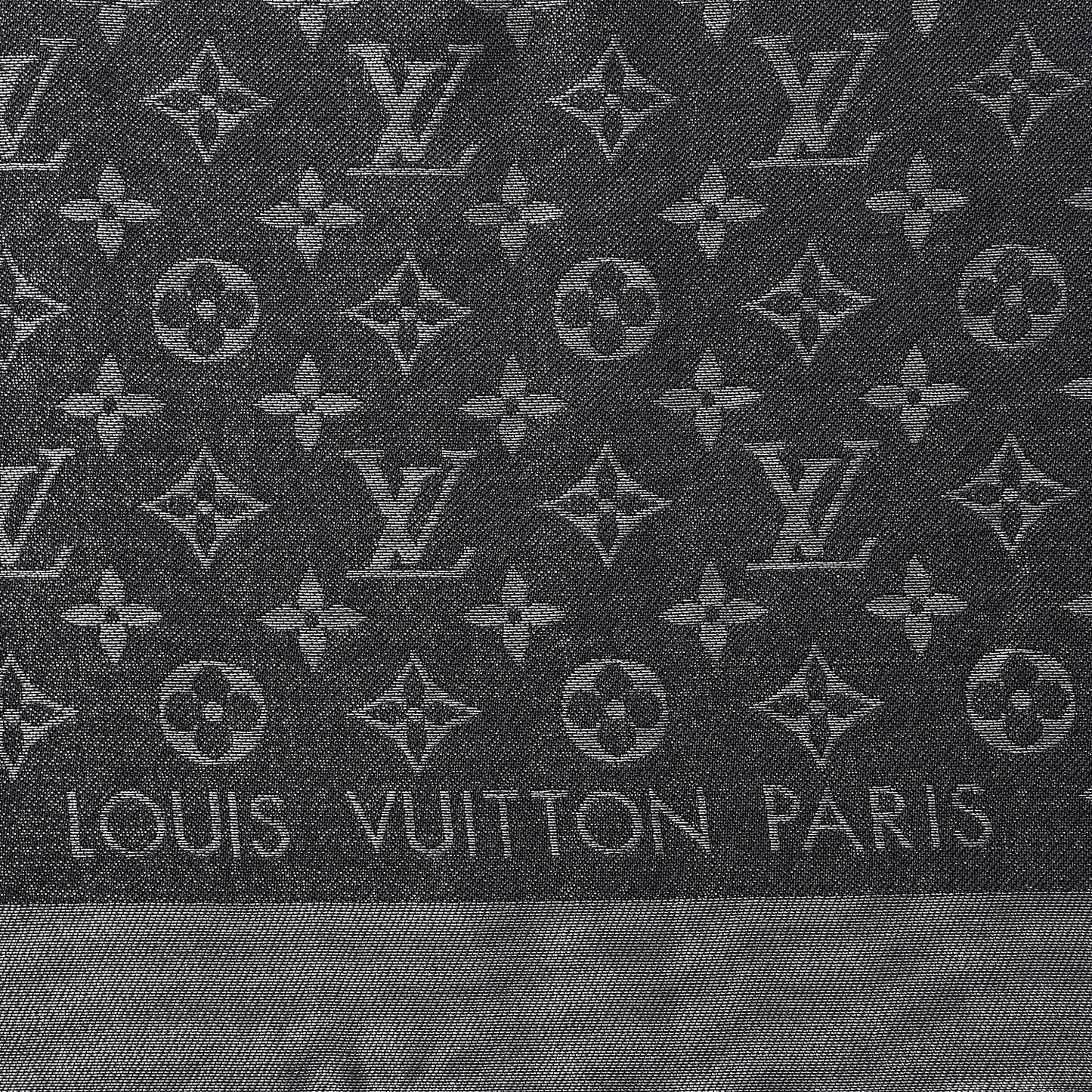 Silk Lurex Wool Monogram Shine Shawl Black