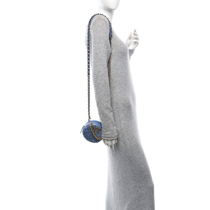 Chanel Sequin Chanel 19 Round Clutch With Chain Light Blue 2 of 10