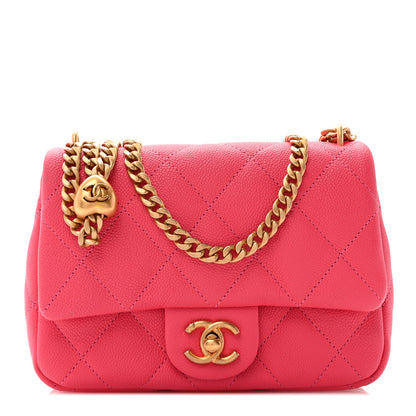 Chanel Caviar Quilted Sweetheart Mini Flap Dark Pink 1 of 10