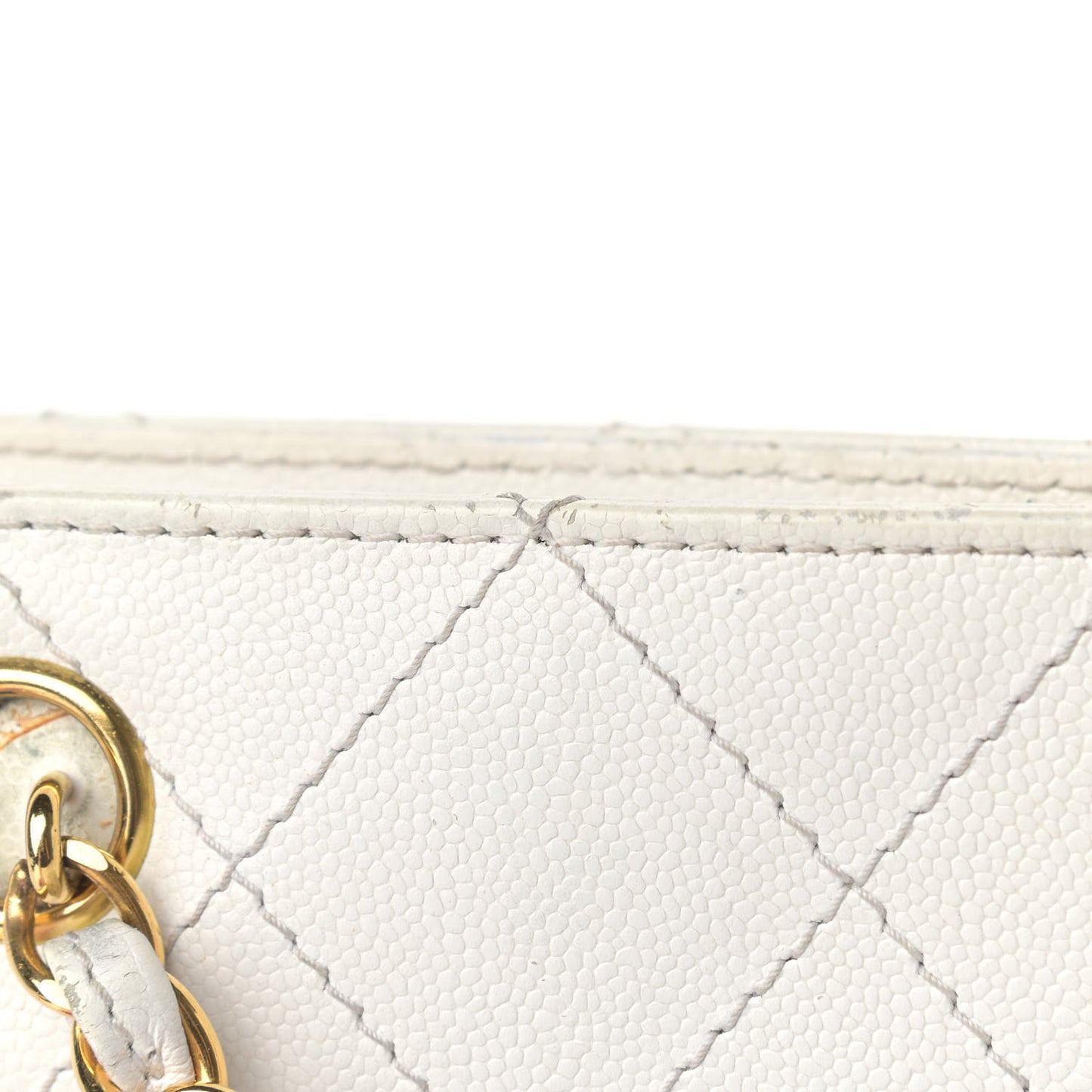 Caviar Stitched Shoulder Bag White