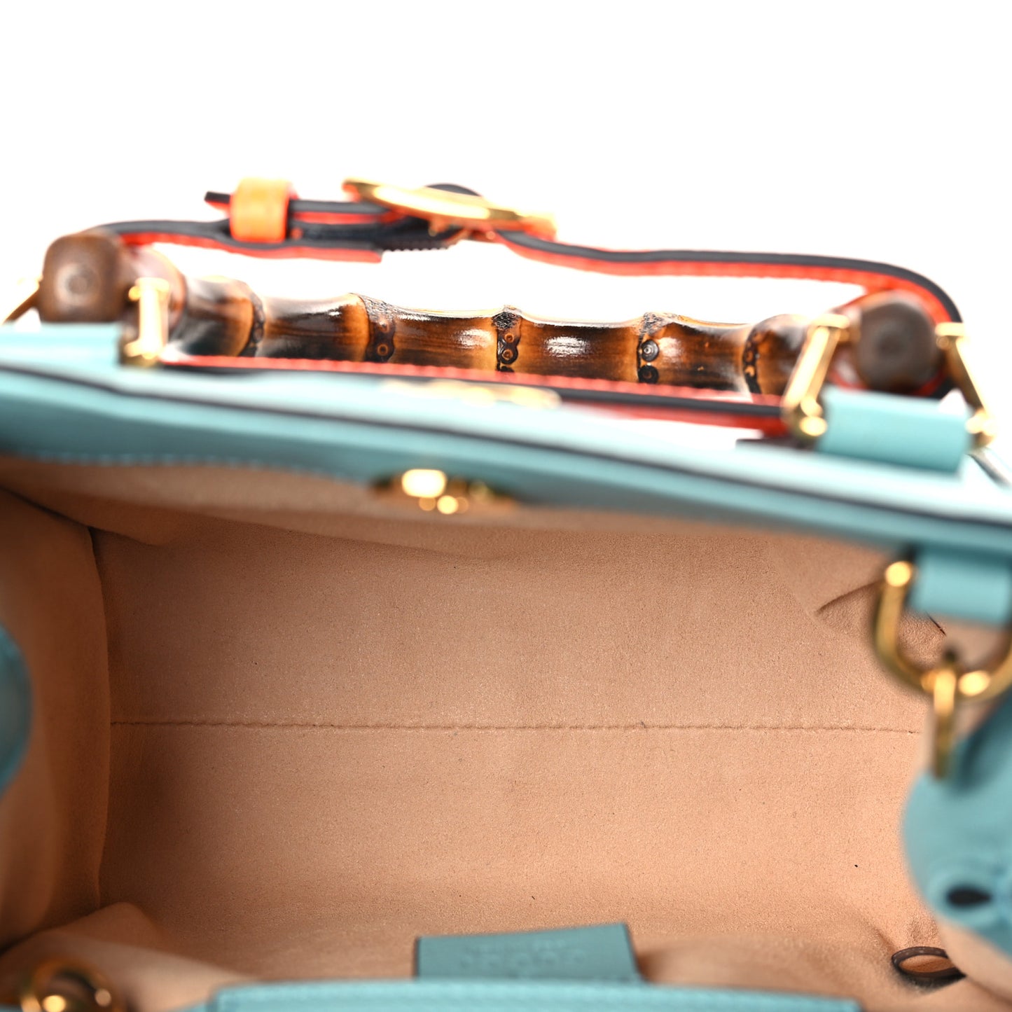 Wonka Grain Calfskin Mini Diana Tote Bag Dusty Azure Orange Fluo