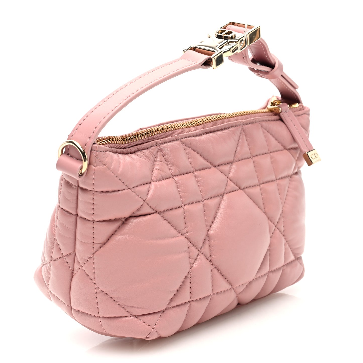 Calfskin Macrocannage Small Diortravel Nomad Pouch Old Rose