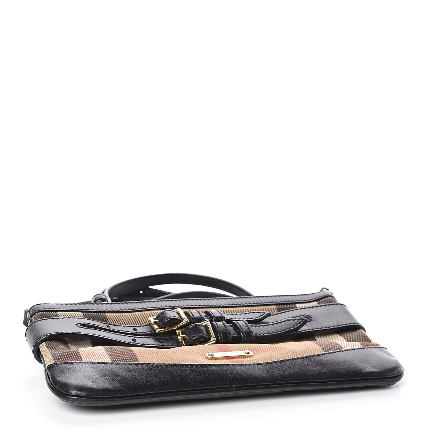 House Check Bridle Calfskin Peyton Crossbody Black