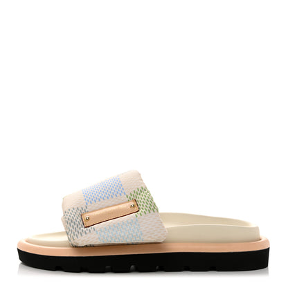 Louis Vuitton Nylon Damierlicious LV Pool Pillow Flat Comfort Mule 37 Light Blue 1 of 10