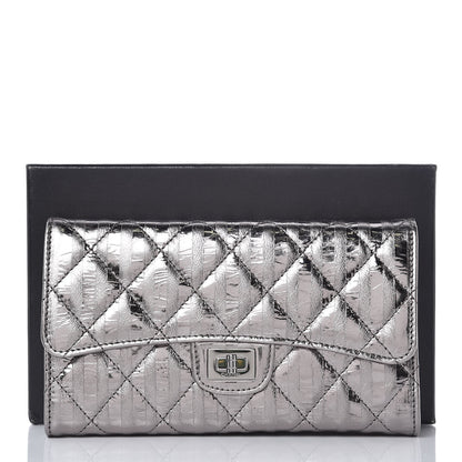 Chanel Metallic Striped Calfskin Reissue Wallet Dark Silver 9 of 9