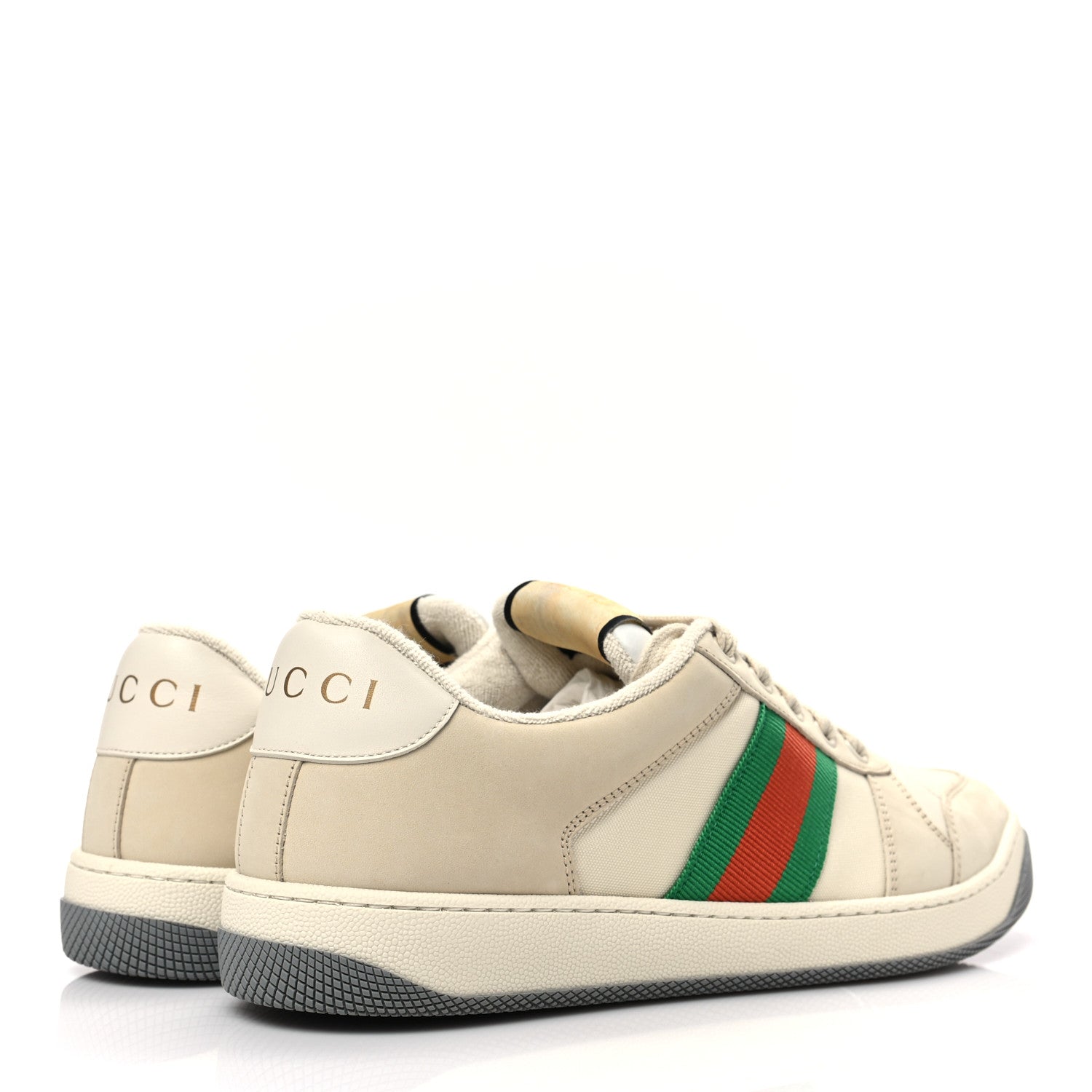 Gucci Nylon Nubuck Web Womens Screener Sneakers 40 Mystic White Dusty Milk 4 of 11