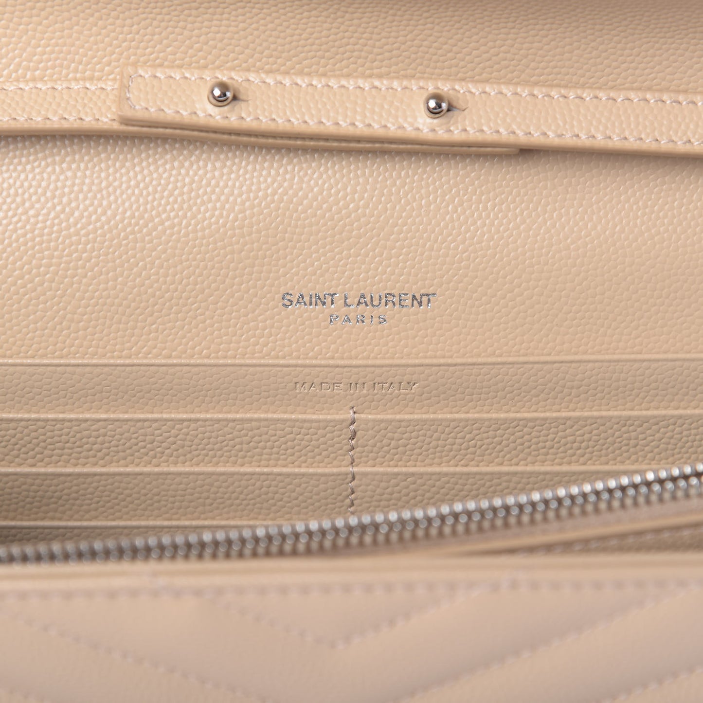Grain De Poudre Matelasse Chevron Monogram Chain Wallet Nude Powder