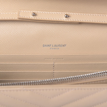 Saint Laurent Grain De Poudre Matelasse Chevron Monogram Chain Wallet Nude Powder 6 of 12