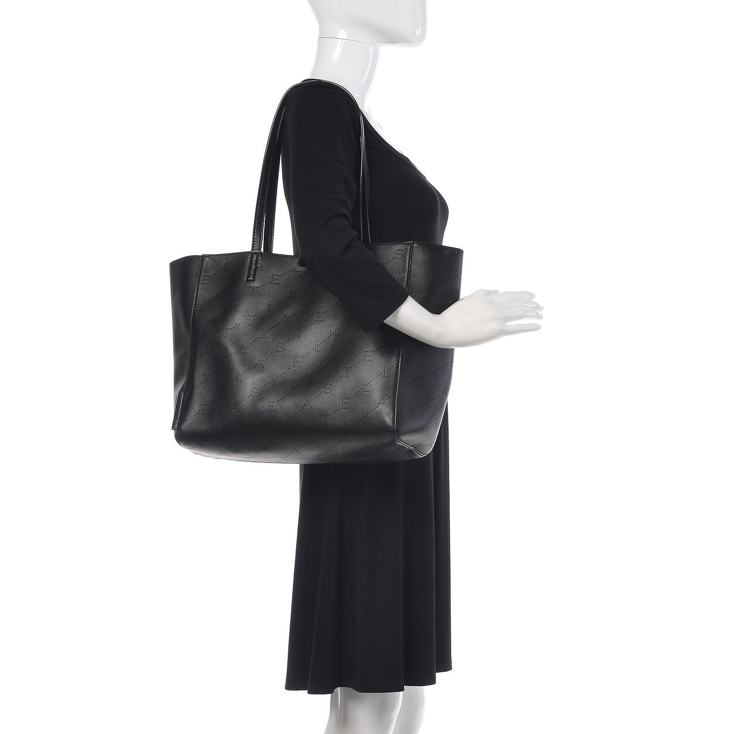 Stella McCartney Eco Alter Nappa Perforated Logo Tote Black 2 of 8