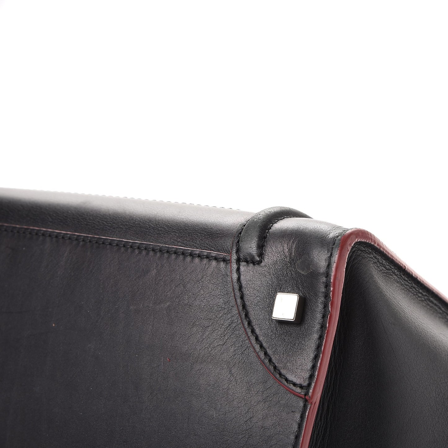 Smooth Calfskin Mini Luggage Black Pink Trim