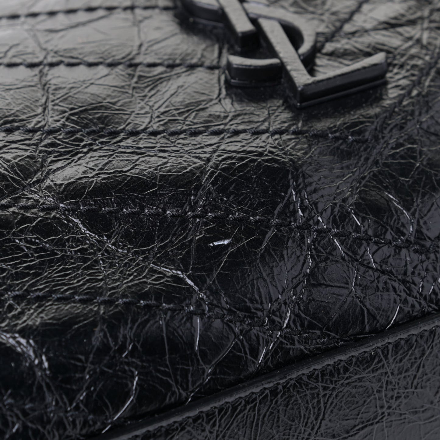 Crinkled Calfskin Matelasse Monogram Niki Shoulder Bag Black