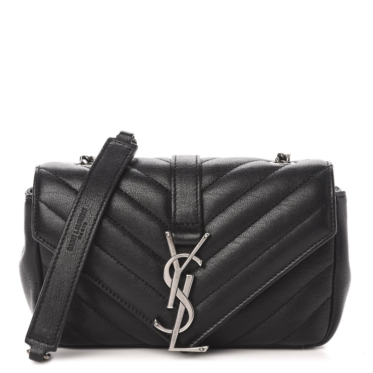Sheepskin Matelasse Chevron Monogram Classic Baby Chain Bag Black