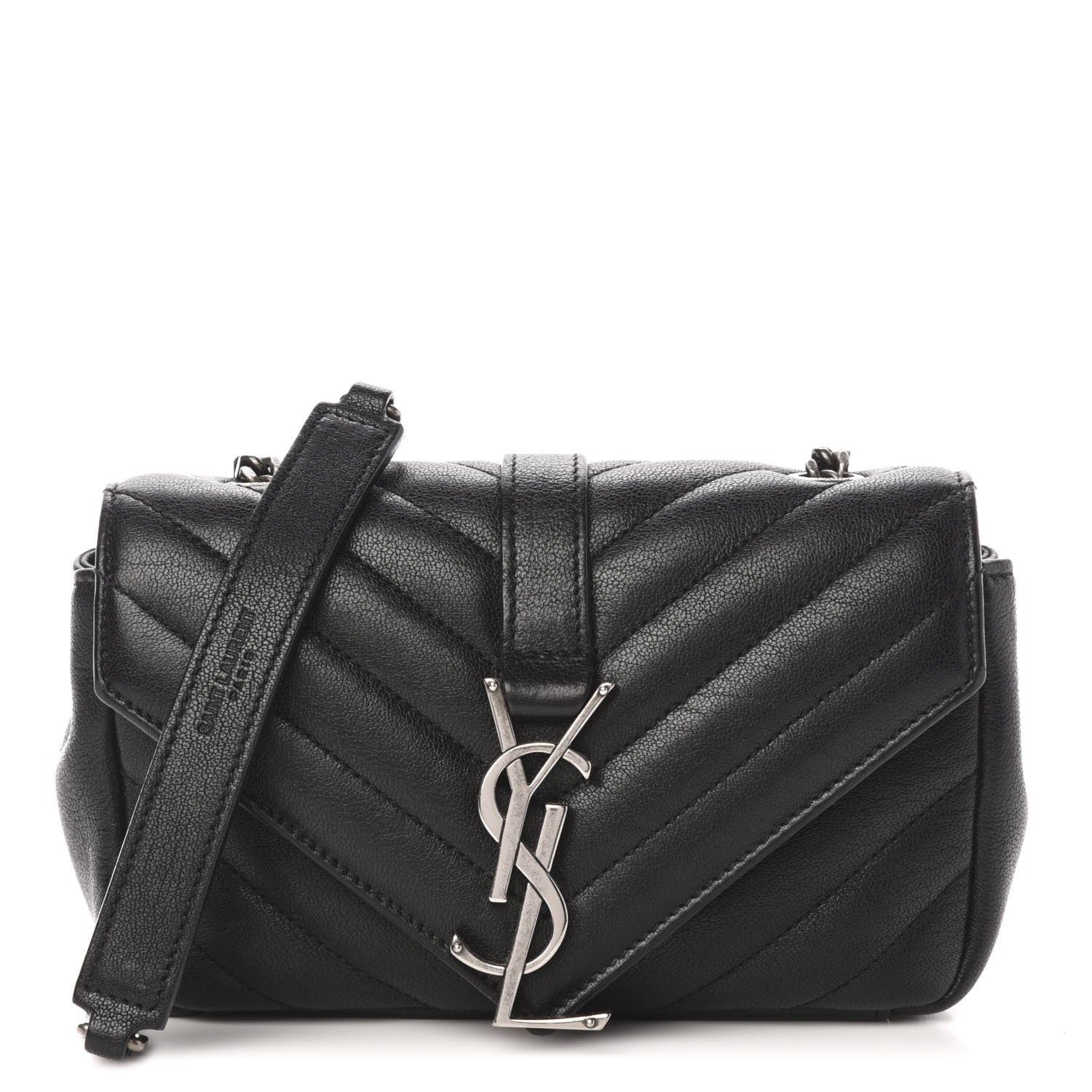 Saint Laurent Sheepskin Matelasse Chevron Monogram Classic Baby Chain Bag Black 1 of 11