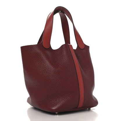 Hermes Taurillon Clemence Swift Picotin Lock 22 MM Rouge H Brique 3 of 12