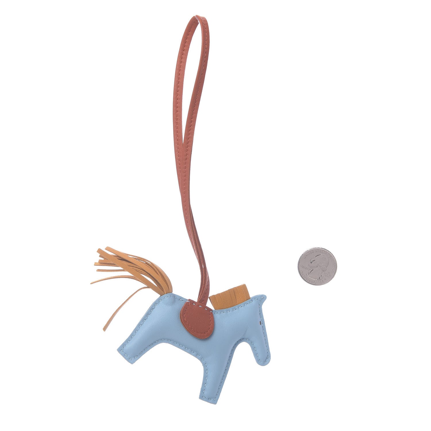 Hermes Milo Lambskin Grigri Rodeo Horse Bag Charm PM Celeste Naturel Bouton D'Or Cornaline 2 of 5
