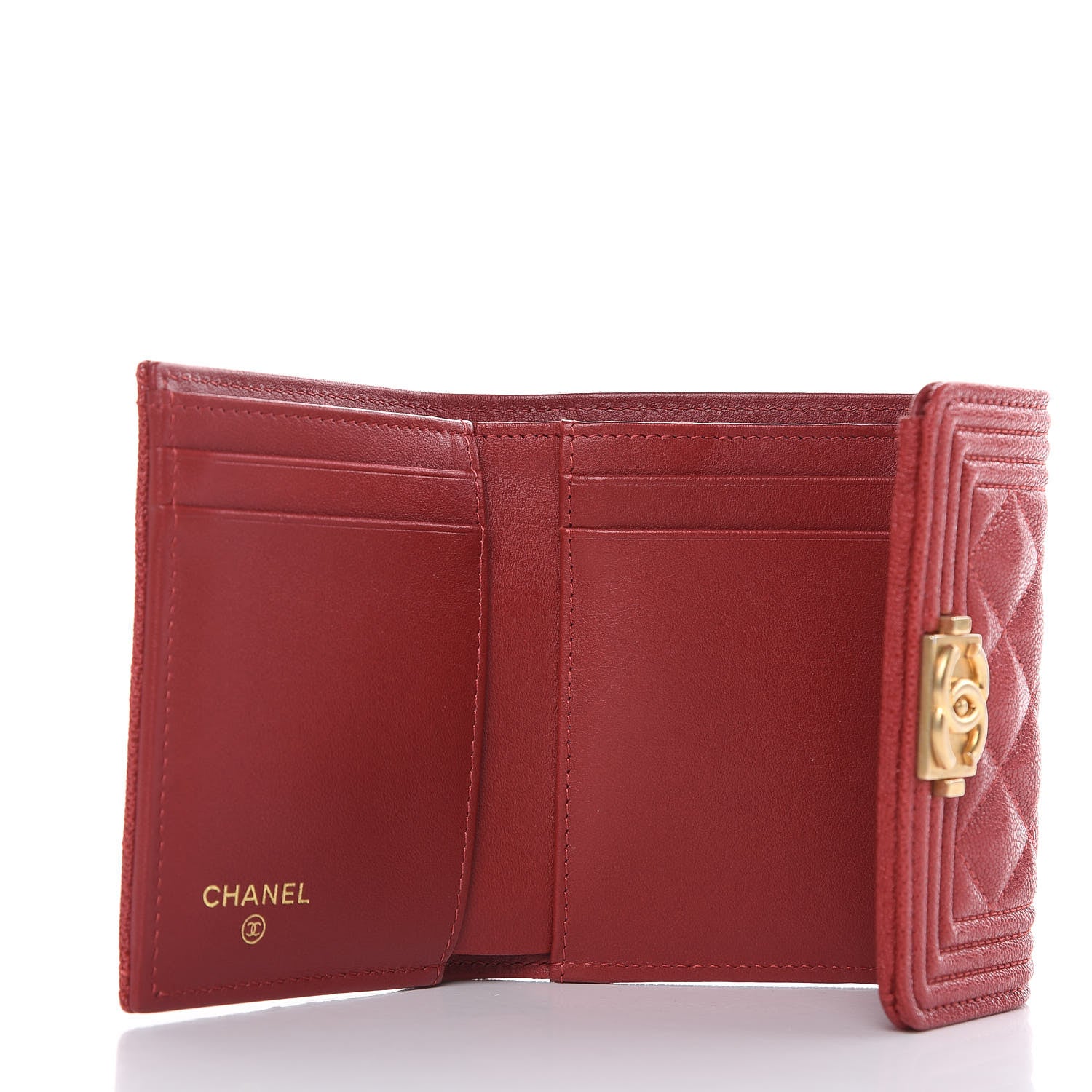 Chanel Caviar Quilted Compact Boy Wallet Red 5 of 8