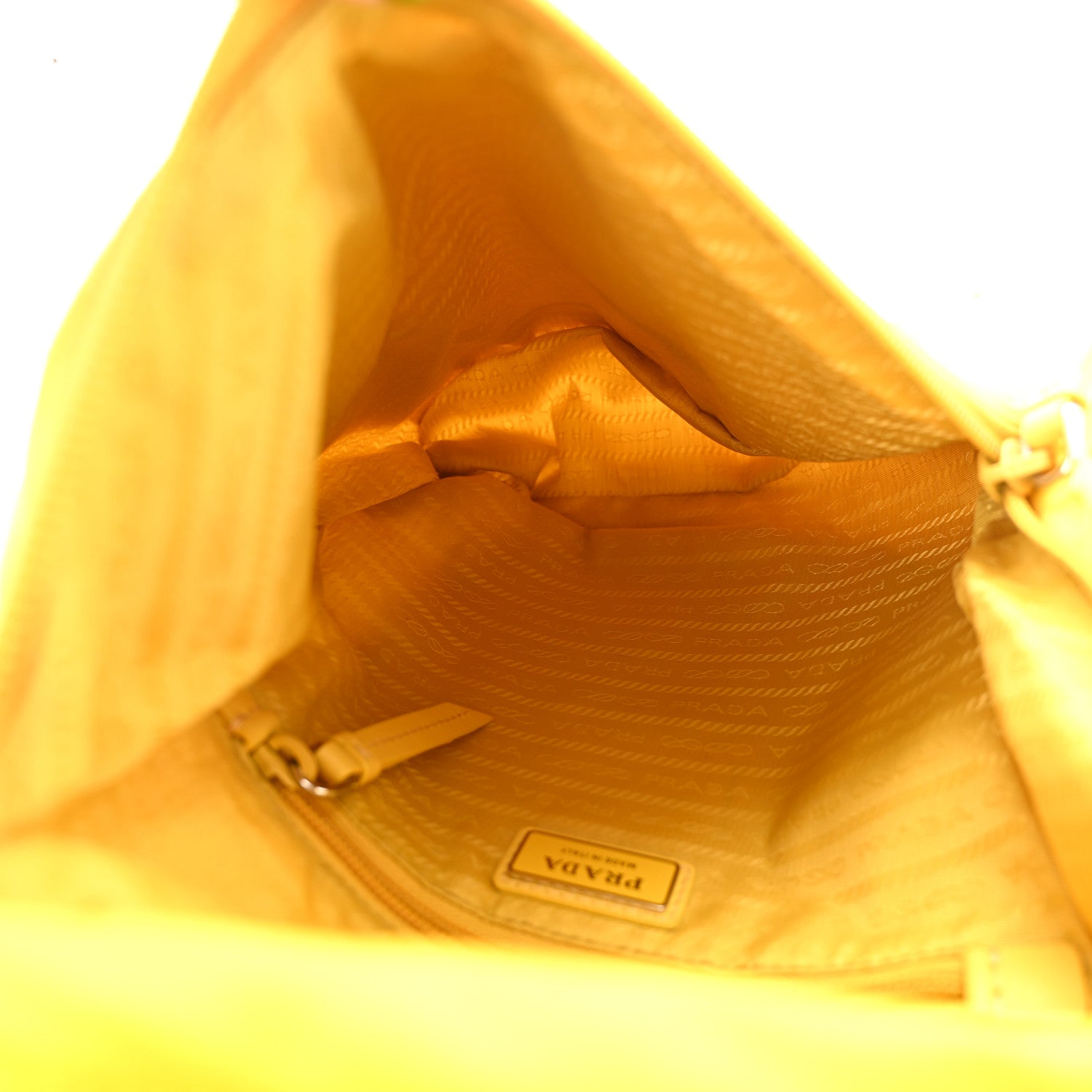 Prada Re-Nylon Vitello Metal Triangle Logo Sling Backpack Giallo 5 of 11