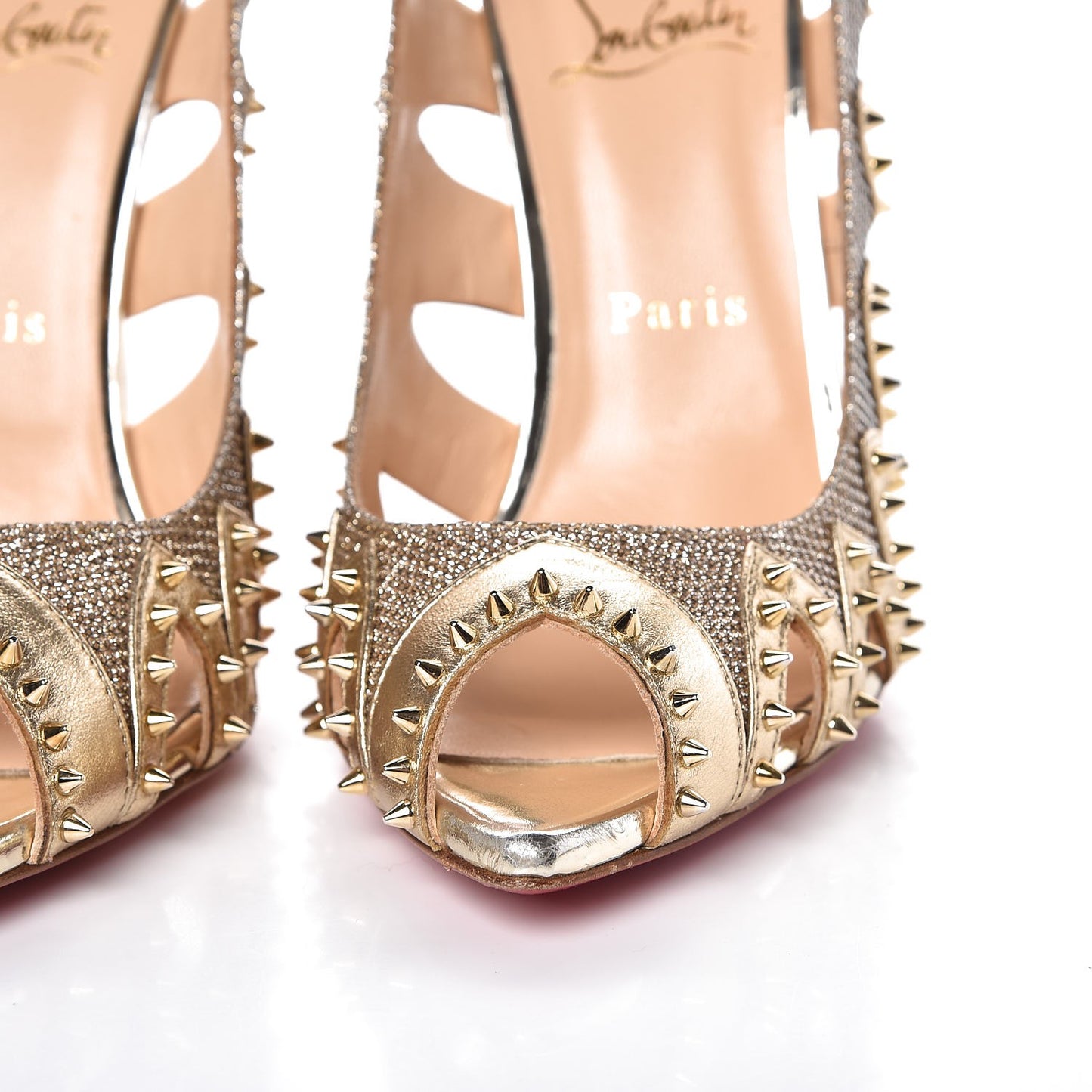Glitter Silk Nappa Spiked Circus City 120 Pumps Gold