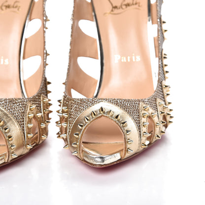 Christian Louboutin Glitter Silk Nappa Spiked Circus City 120 Pumps Gold 14 of 19