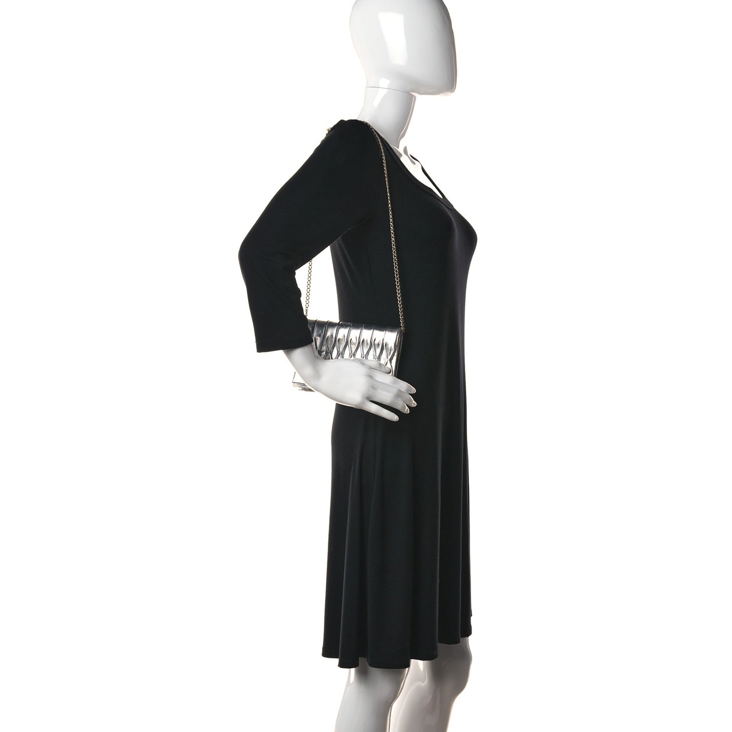 Metallic Lambskin Sac Pochette Argent