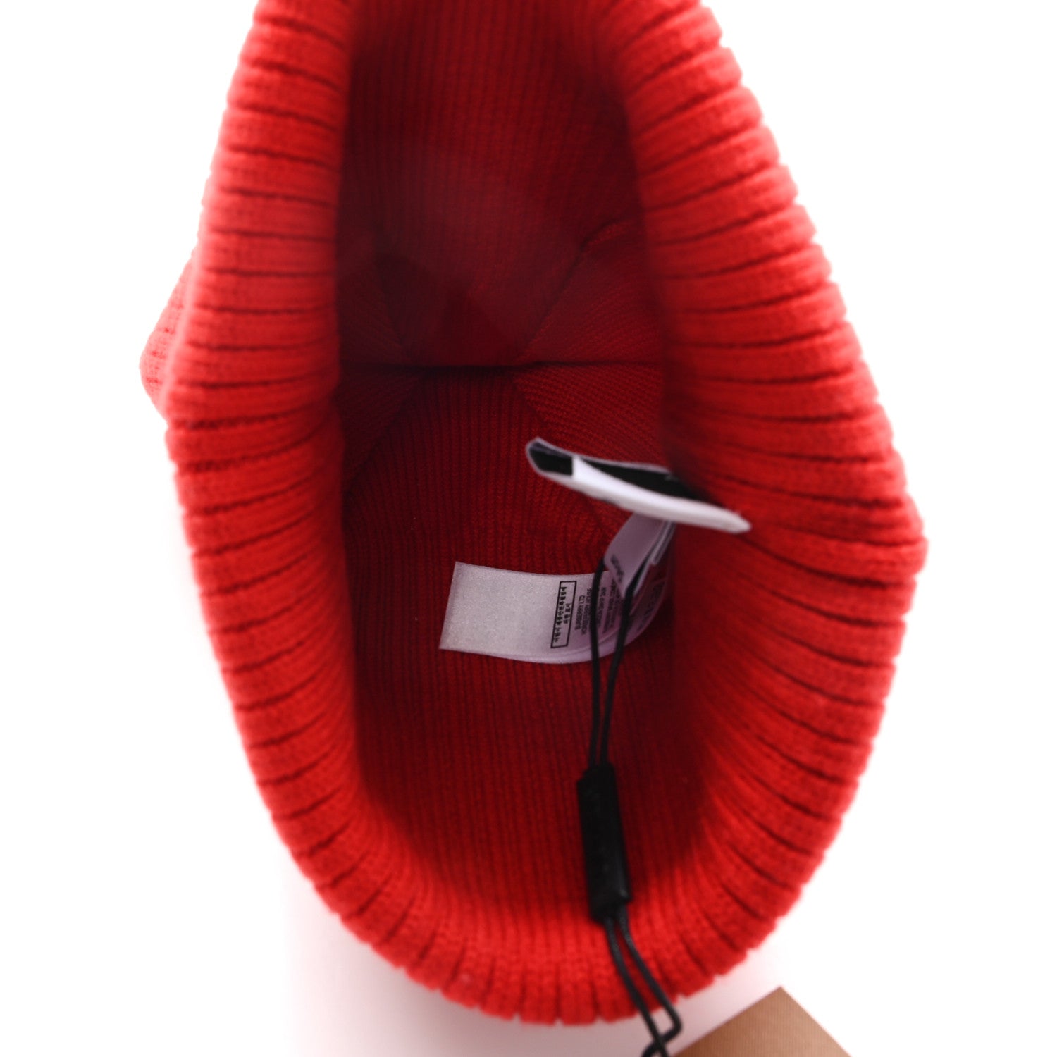 Burberry Wool Knit Logo Beanie Hat L Bright Red 4 of 5