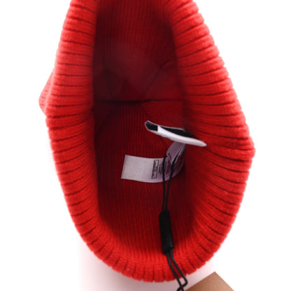 Burberry Wool Knit Logo Beanie Hat L Bright Red 4 of 5