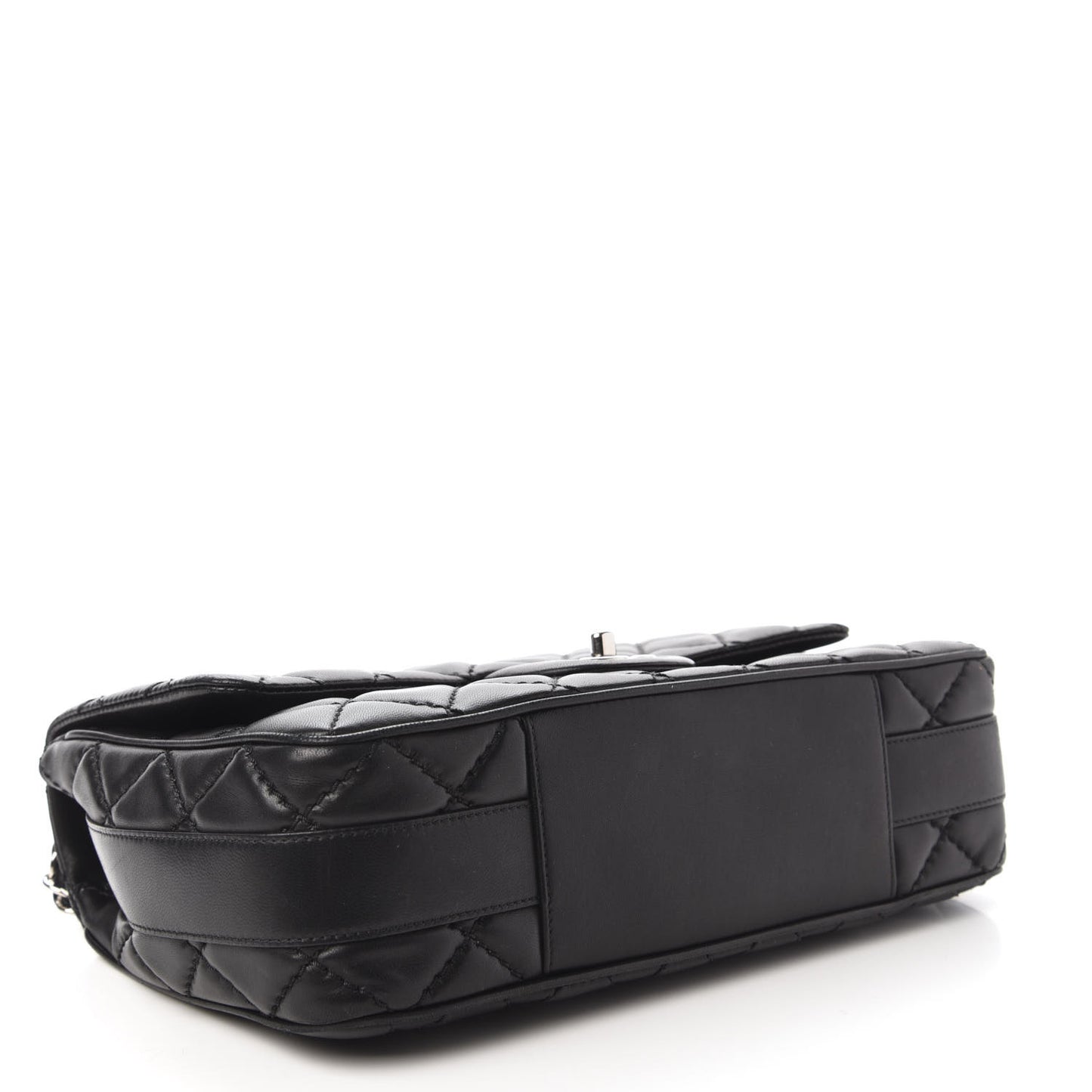 Lambskin Quilted Jumbo Easy Carry Flap Black