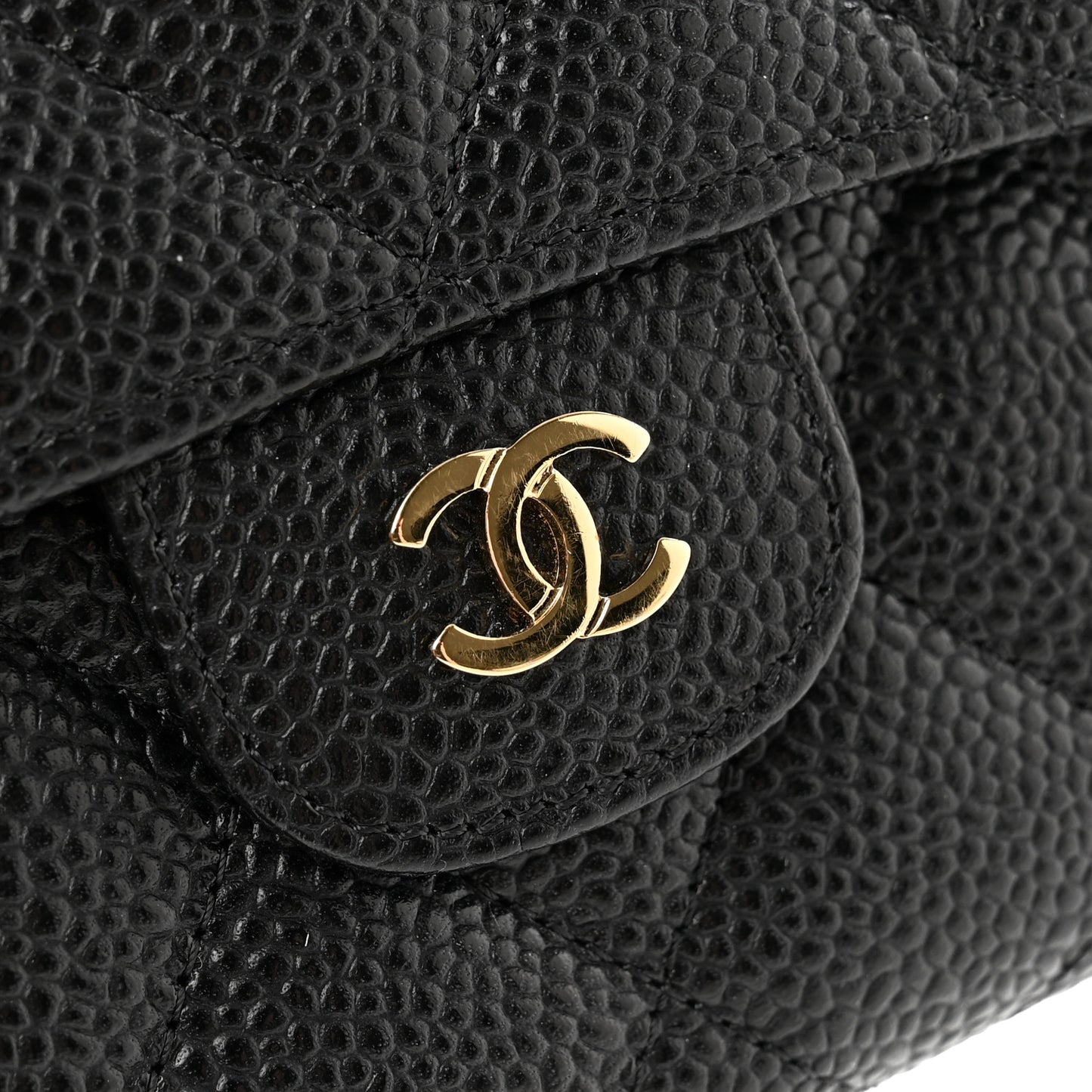 Caviar Quilted Large Flap Wallet Black