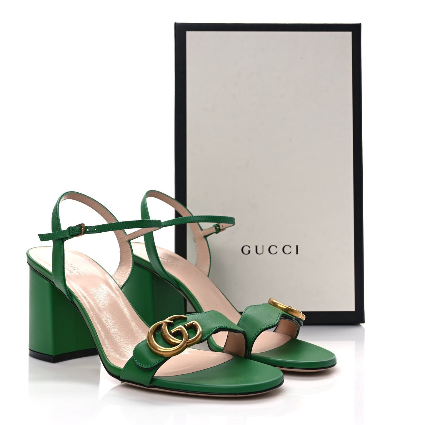 Lifford Calfskin GG Marmont Ankle Wrap 75mm Sandals 40 New Shamarock