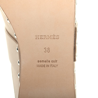 Hermes Calfskin Calya Mules 38 Hetre 6 of 8