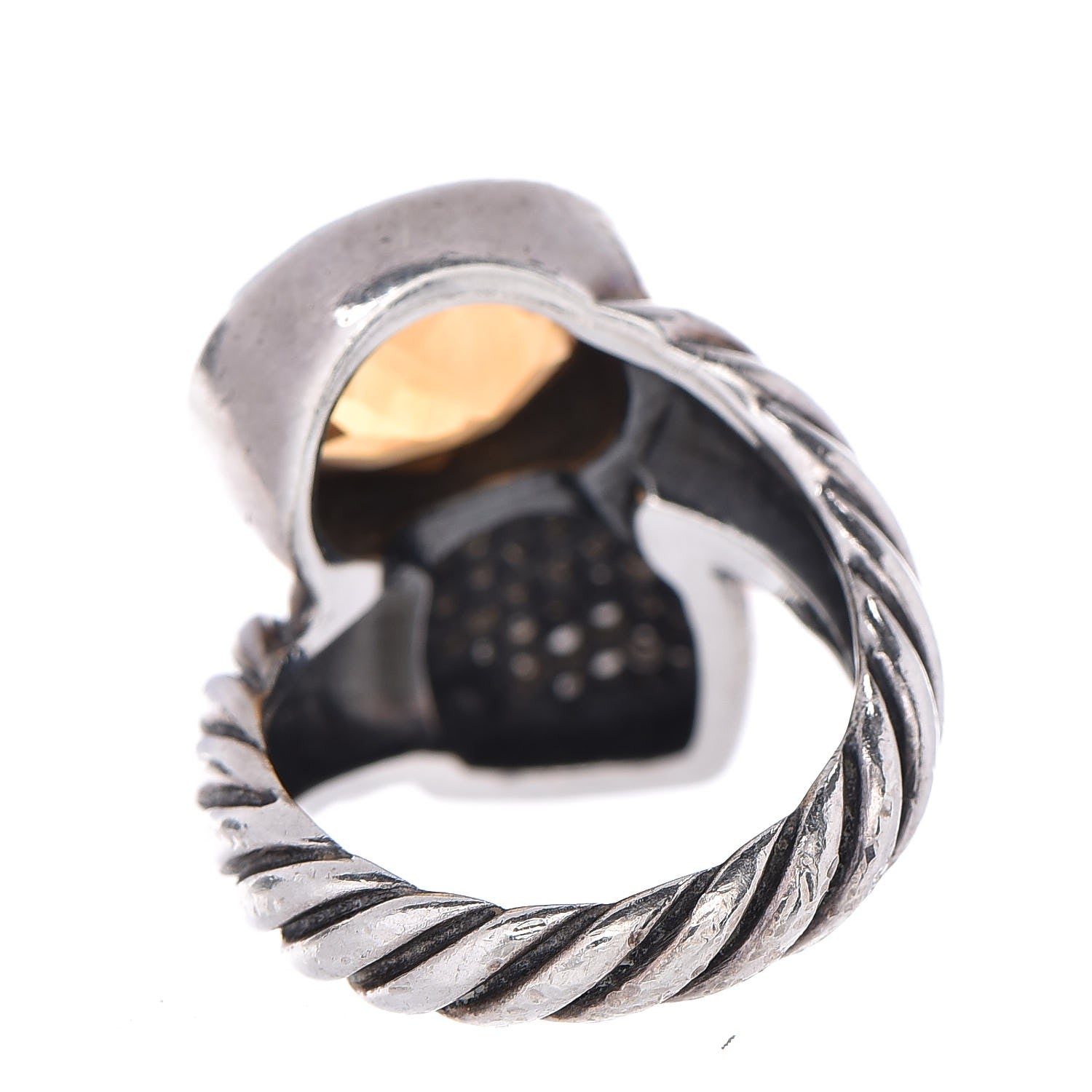 David Yurman Sterling Silver Citrine Diamond Bypass Renaissance Ring 53.5 6.5 4 of 5