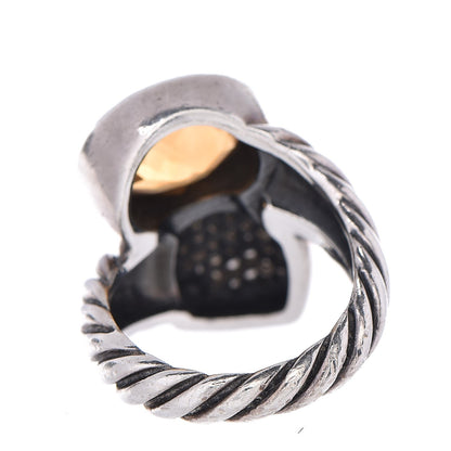 David Yurman Sterling Silver Citrine Diamond Bypass Renaissance Ring 53.5 6.5 4 of 5