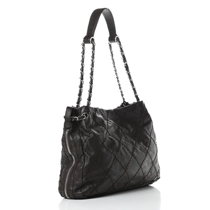 Chanel Calfskin Expandable Tote Dark Brown 3 of 12