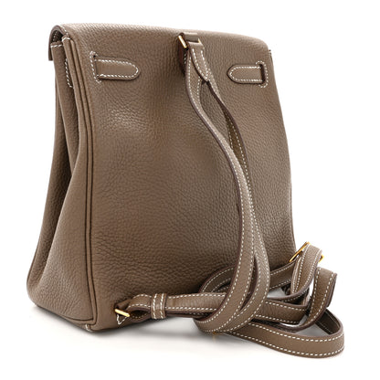 Hermes Taurillon Clemence Kelly Ado Backpack Etoupe 2 of 11