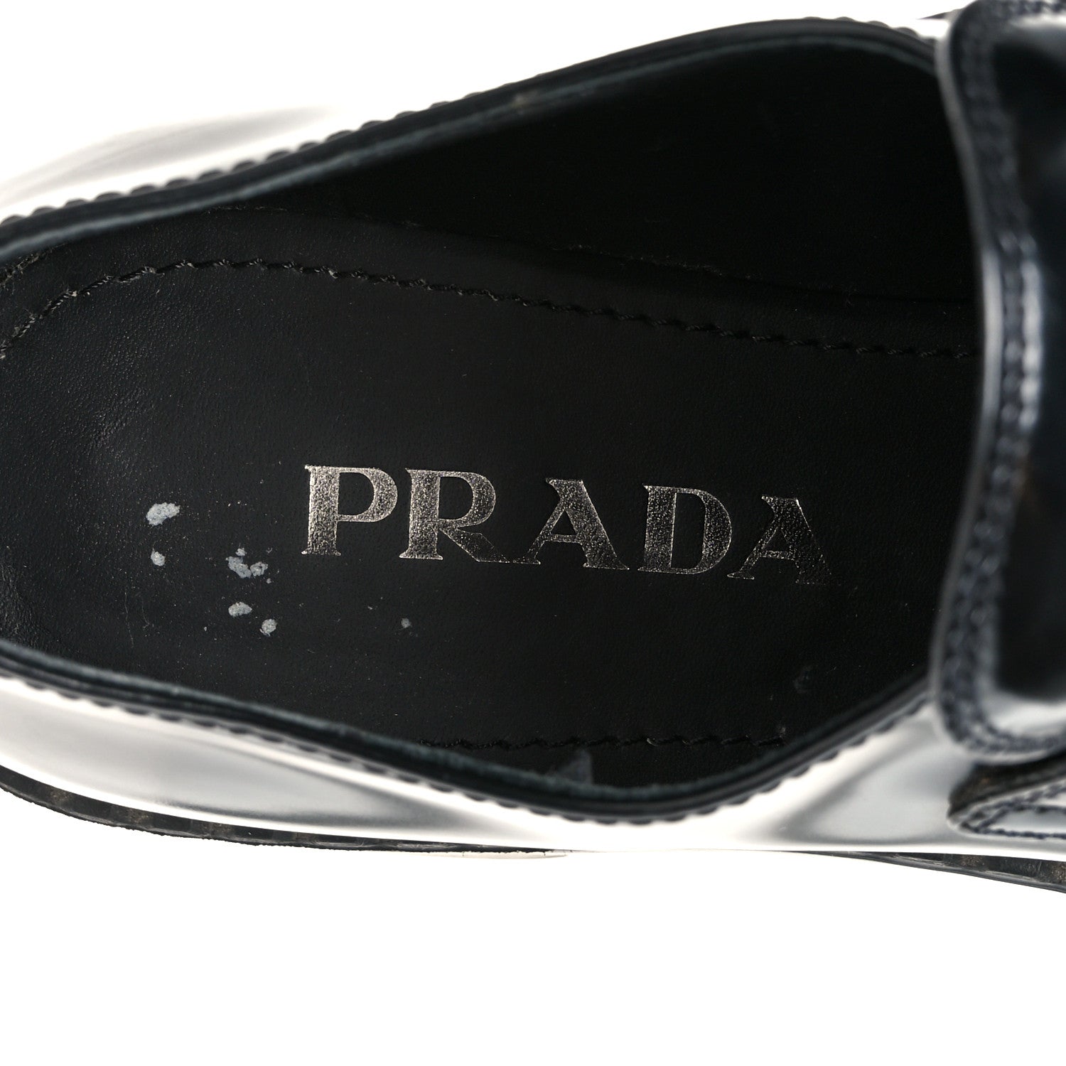 Prada Spazzolato Metal Triangle Logo 50mm Loafers 37 Black 7 of 10