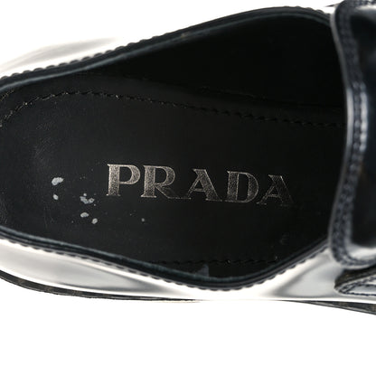 Prada Spazzolato Metal Triangle Logo 50mm Loafers 37 Black 7 of 10