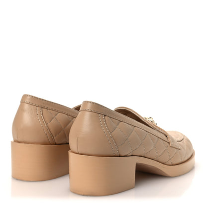 Chanel Lambskin Quilted CC Heart Loafers 39 Beige 5 of 10