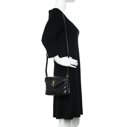 Saint Laurent Calfskin Y Quilted Monogram Toy Loulou Crossbody Bag Black 2 of 12
